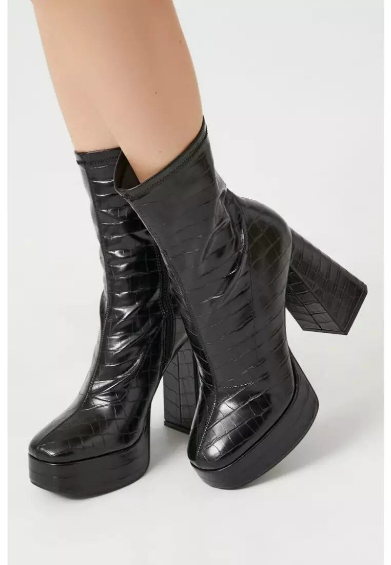 Black vinyl booties sales