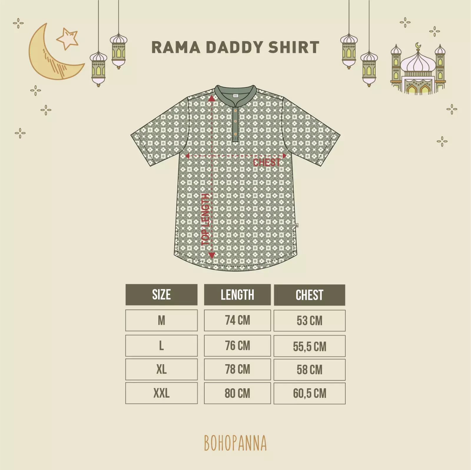 BOHOPANNA - RAYA COLLECTION - RAMA DADDY SHIRT - Baju Muslim Pria - Baju Muslim Laki-Laki - Baju Koko - Atasan Laki-Laki - Baju Lebaran Laki-Laki