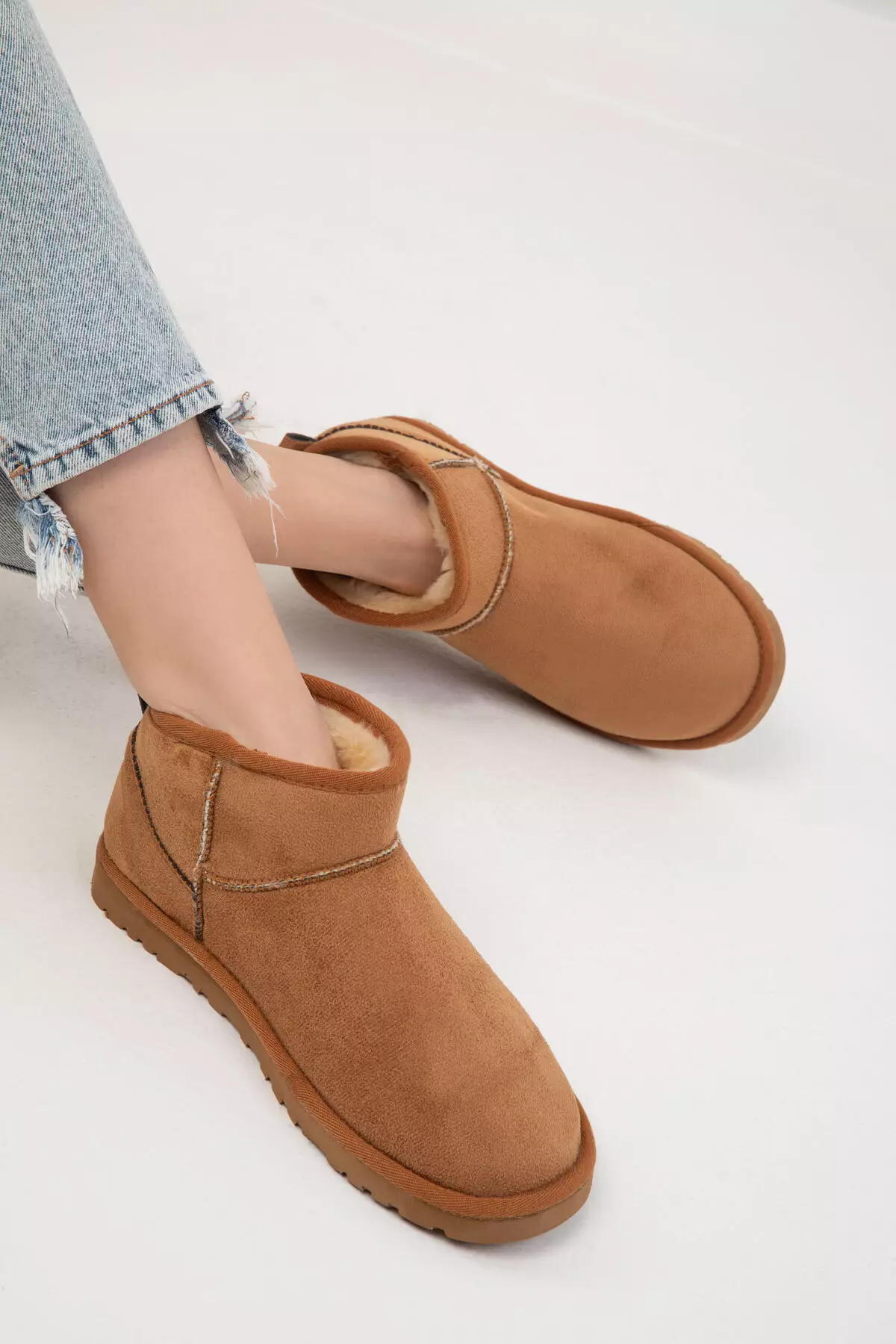 Tan Suede Women's Boots - 20024 Model Bootie