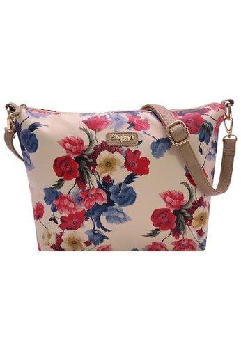 STRAWBERRY QUEEN 紅色 and 藍色 and 米褐色 Strawberry Queen Flamingo Sling Bag (Floral C, Beige) A0462ACB7BB113GS_1