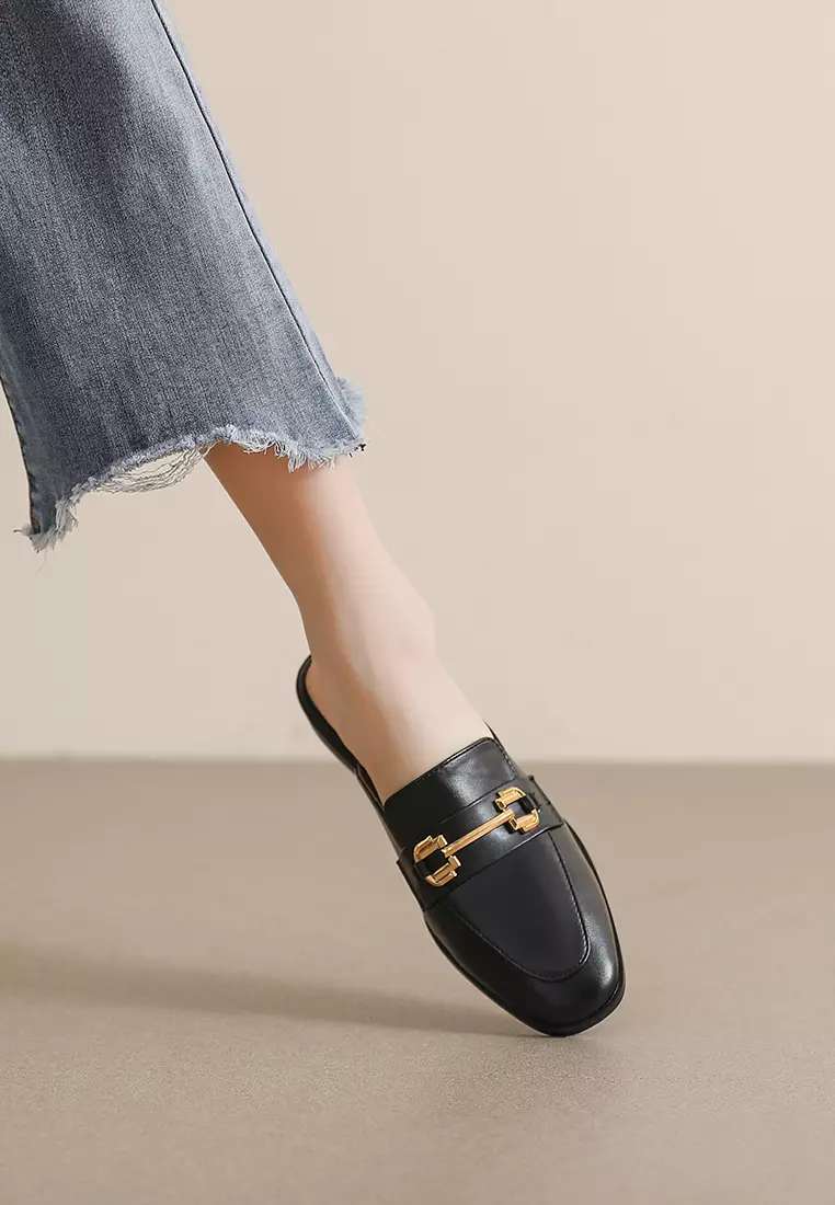 Horsebit Synthetic Leather Mules WW340-6