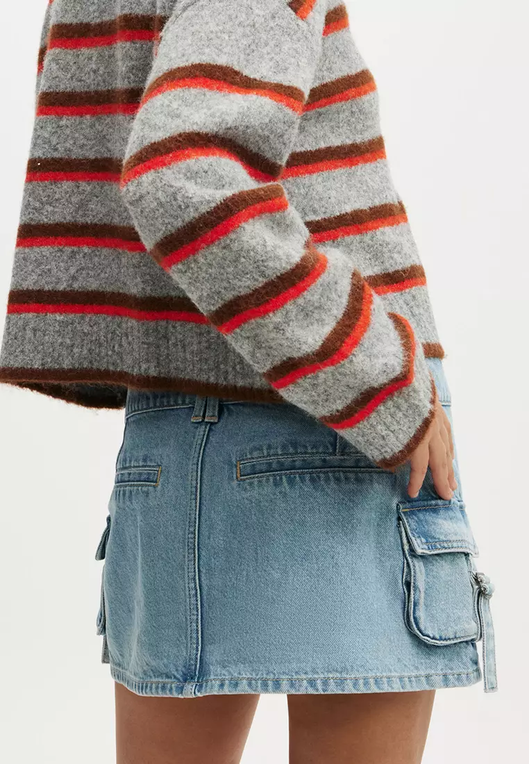 Cargo Denim Mini Skirt