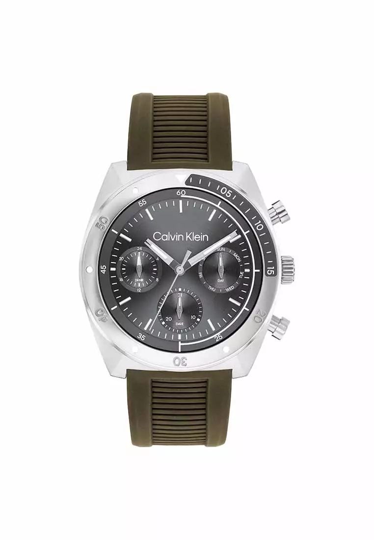 Buy Calvin Klein CK Flex Men's Watch Green Silicone Strap - Grey Dial ...