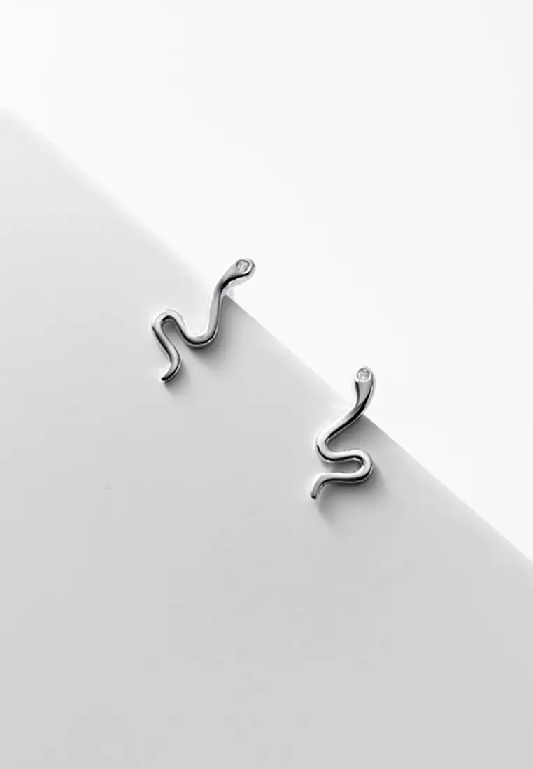 925 Silver Zircon Snake Earrings JW AR-M00075