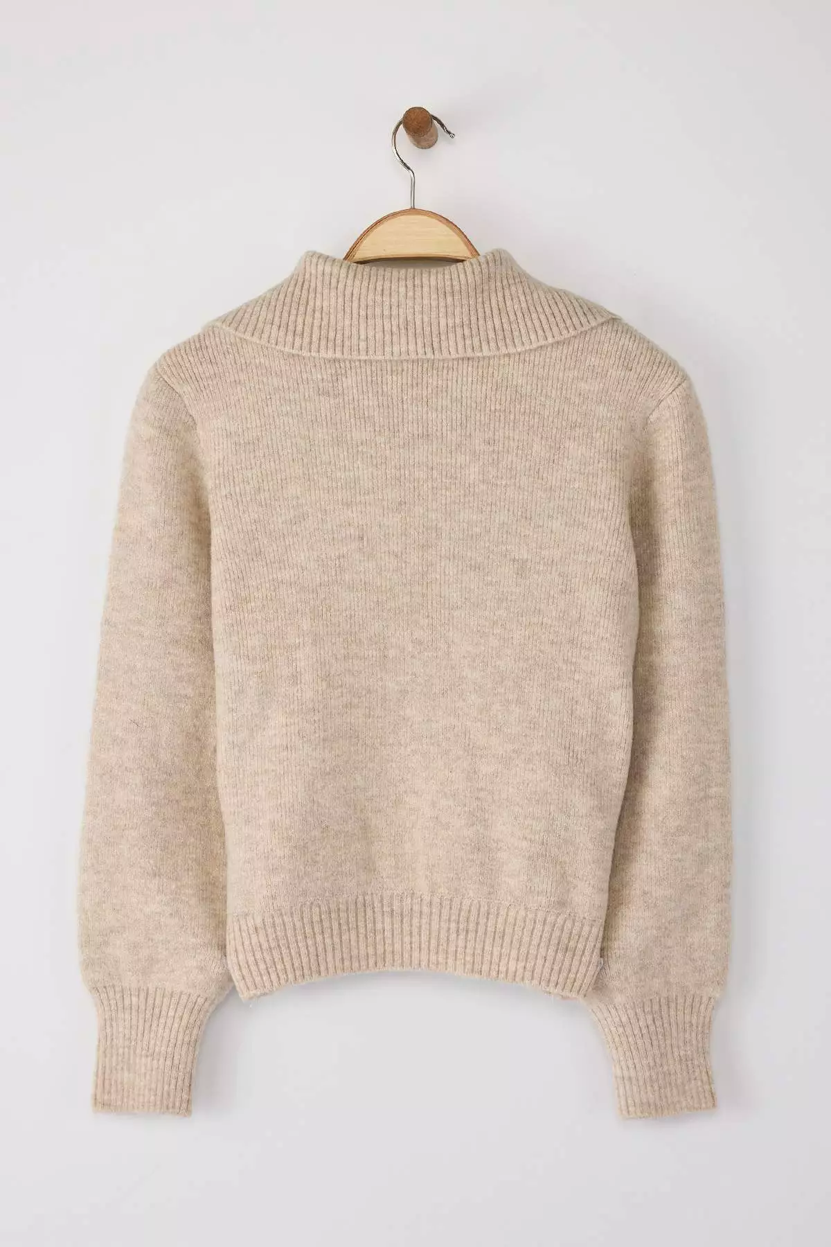 Stone Wool Premium Yarn/Special Yarn Zipper Basic Knitwear Sweater