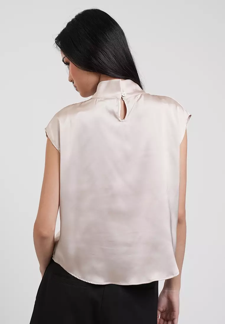 Anastasia Twisted High Neck Satin Top