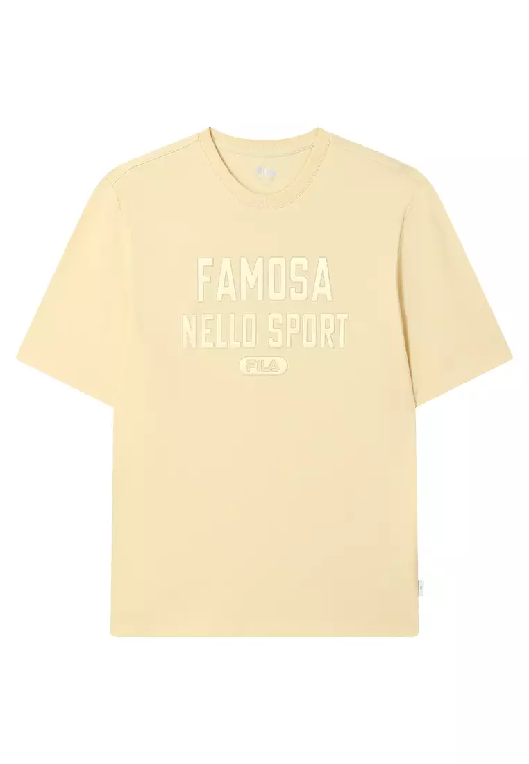 FILA CORE LIFESTYLE MILANO ENJOY A CUP OF JOE Men Short Sleeves T-Shirt  (Black Light Khaki Yellow)