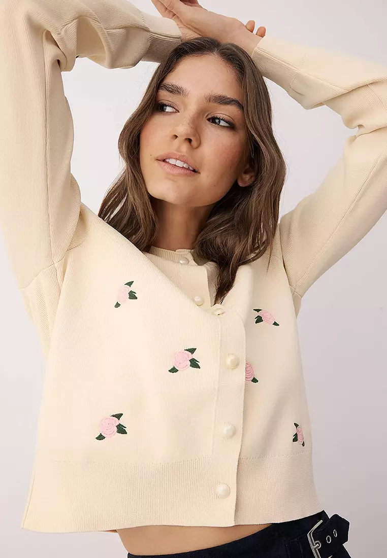 Flower Embroidered Cardigan