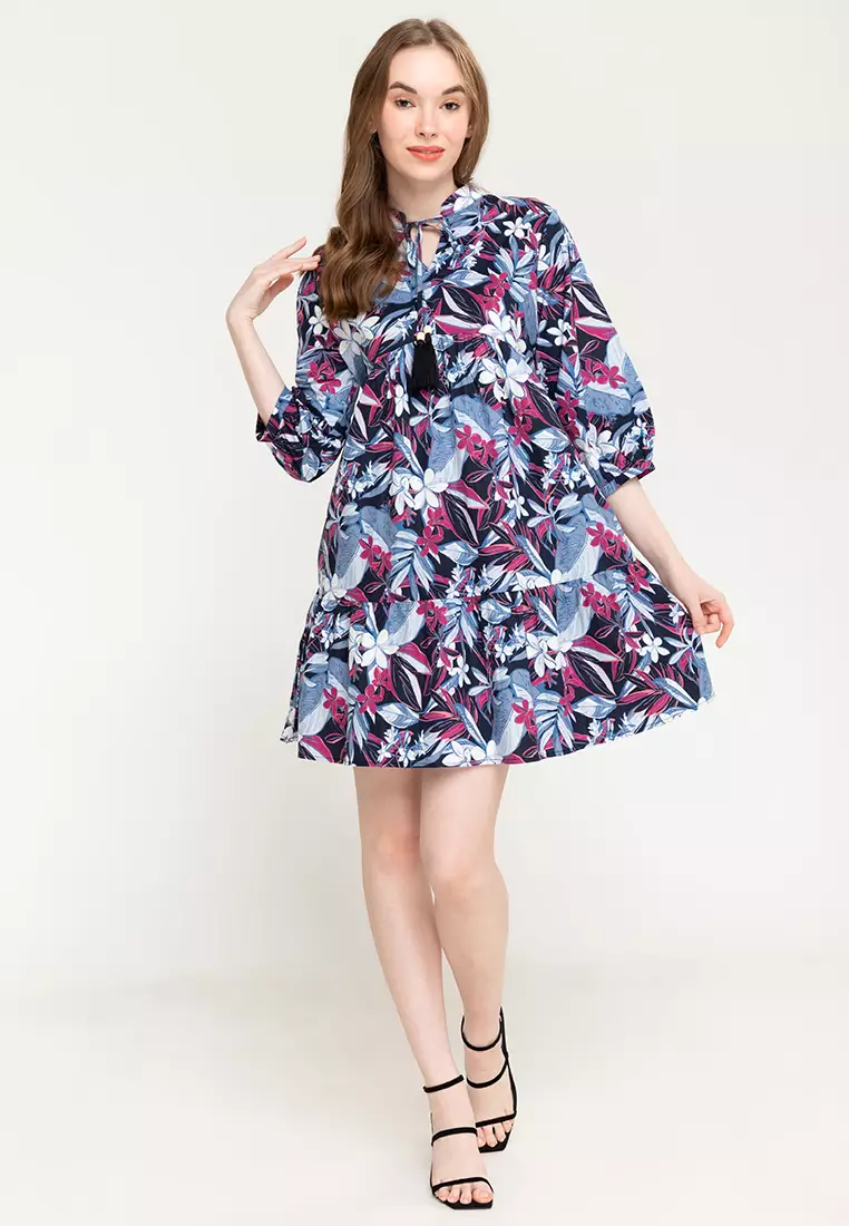 Caprice Printed Baby Doll Dress