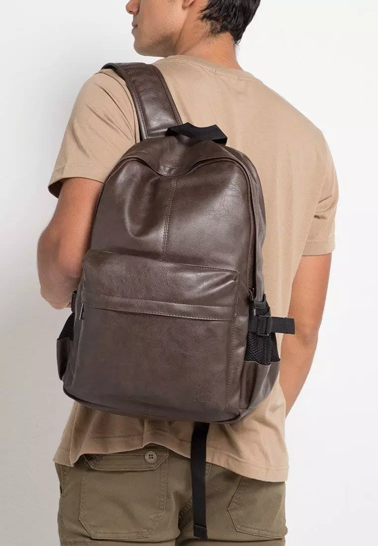 Distressed Leather Mesh Backpack