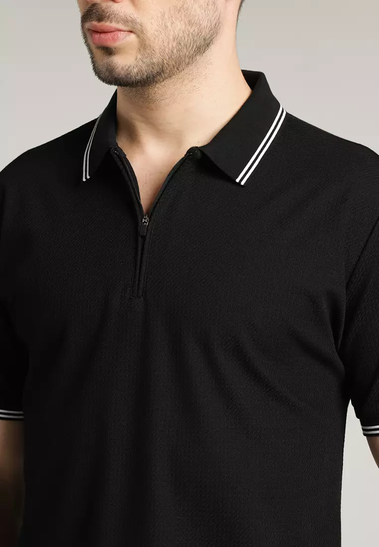 MOC - Kaos Polo Pria Lengan Pendek Derby - Black