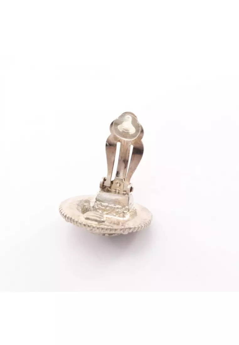 Pre-Loved Chanel coco mark earrings Silver 97P