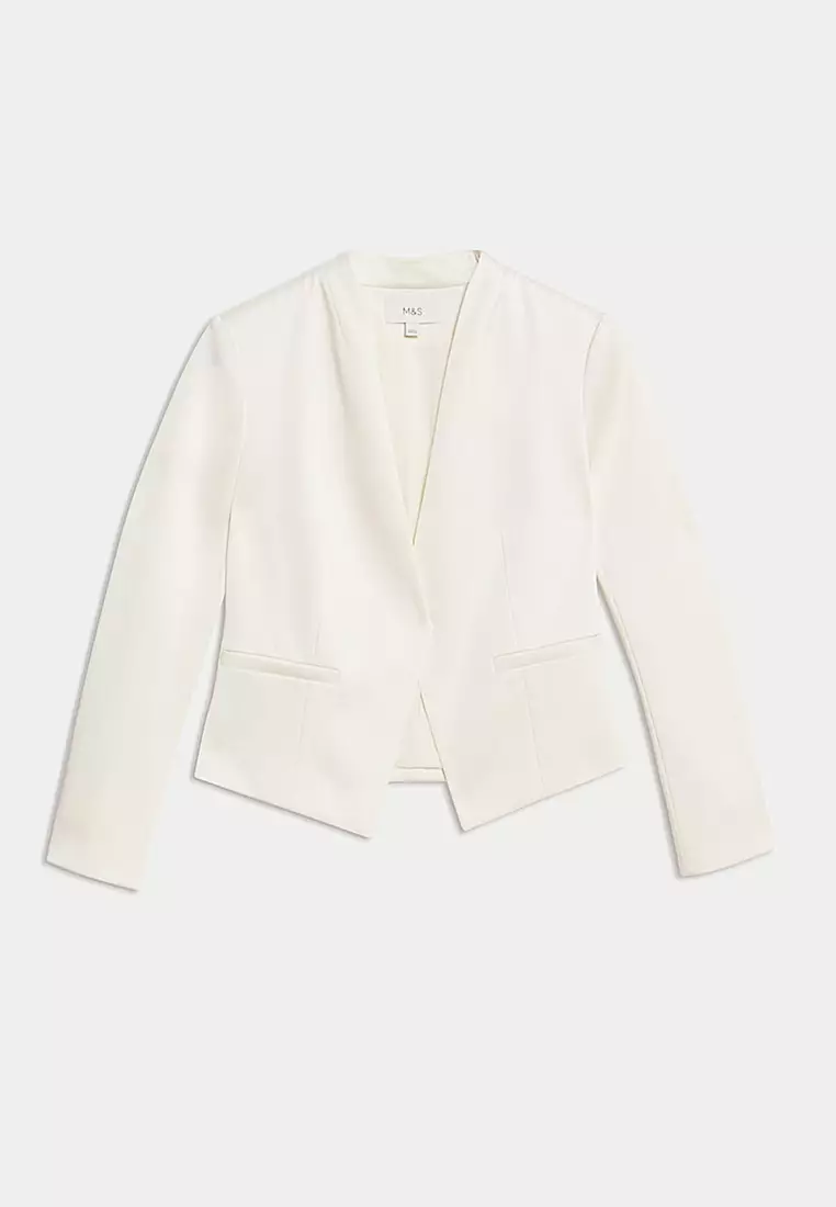 Satin Collarless Blazer