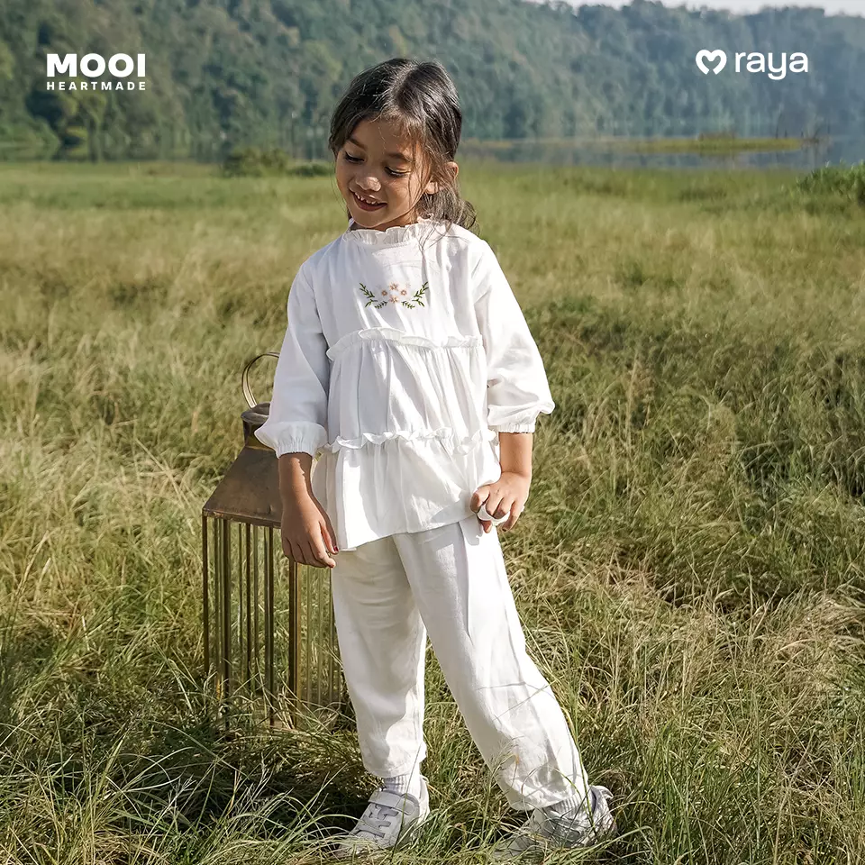 Mooi Setelan Anak Perempuan Raya Collection Maira Tunik Set - Dusty Blue