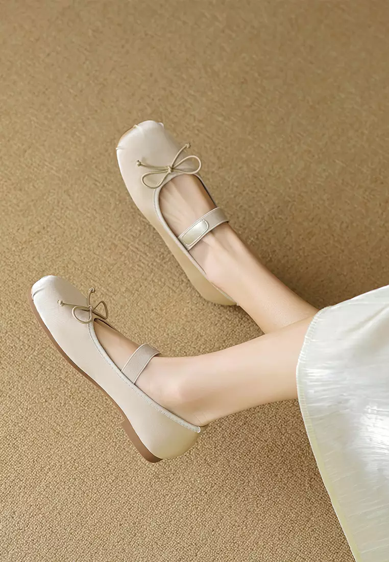 蝴蝶結圓頭搭帶芭蕾平底鞋 WW222-1