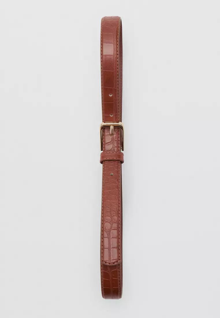 Fine Croco Leather-Effect Belt