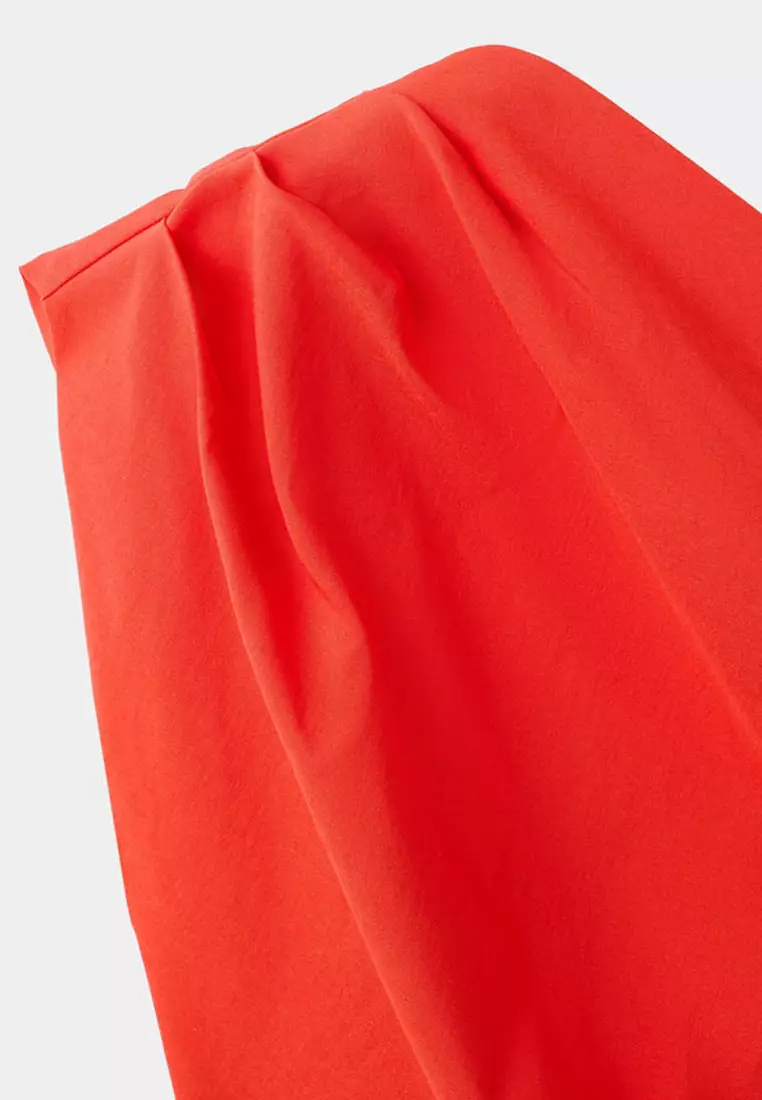 Asymmetric Neckline Dress With Draped Detail