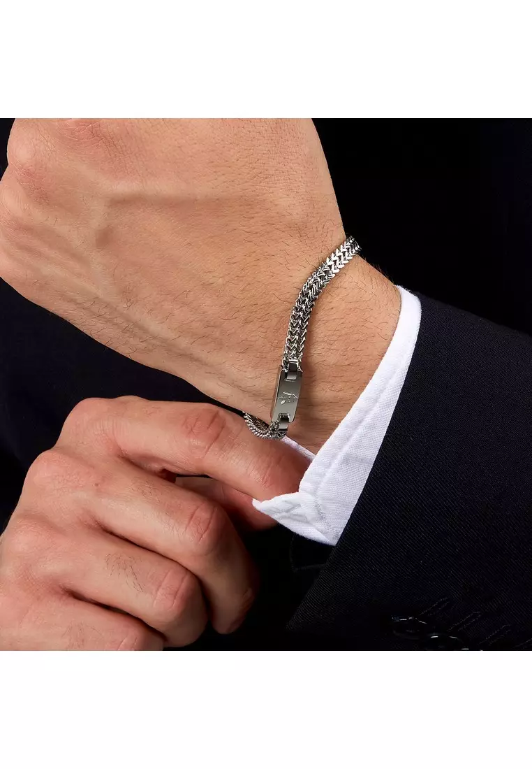 Maserati Iconic Men's Bracelet, 19+3.5cm, Stainless Steel jewellery, Silver, JM425AVD104