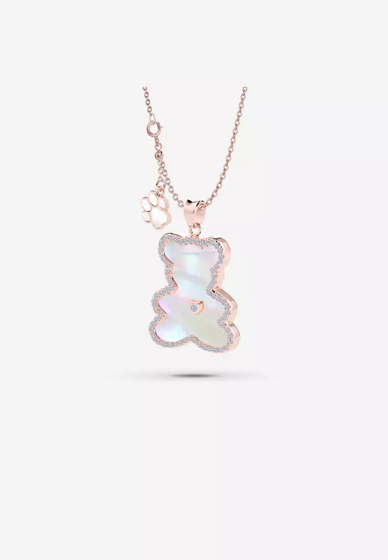 Vinstella Luvis Bear – Mother Of Pearl with Quartz Diamond (Rose Gold)