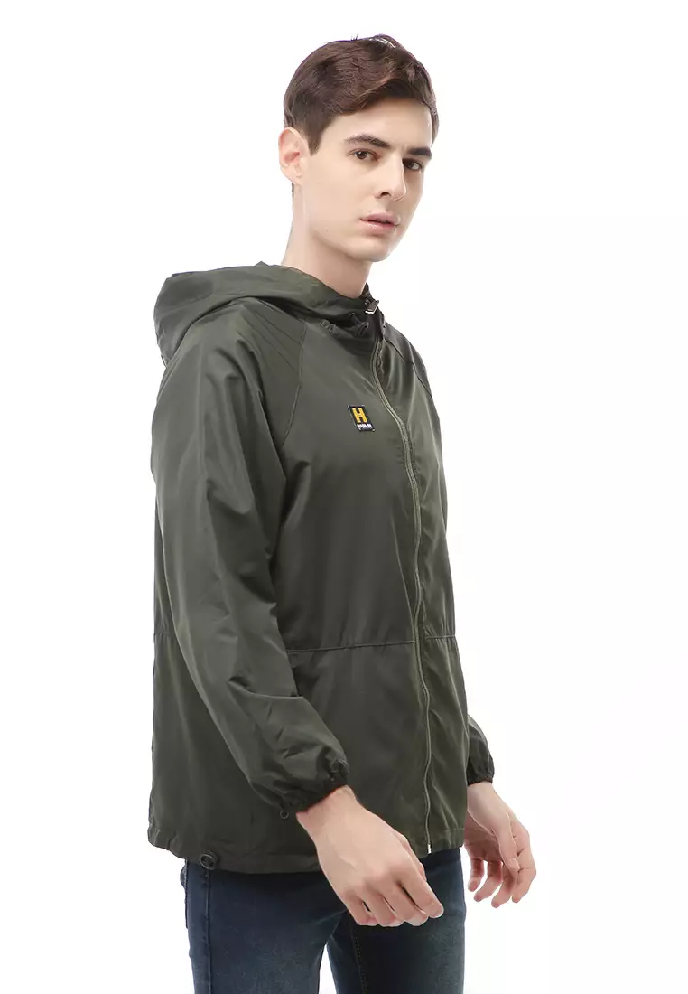 Clover Outerwear Jacket Hoodie Pria Jaket Olahraga Material Parasut ORIGINAL - Army