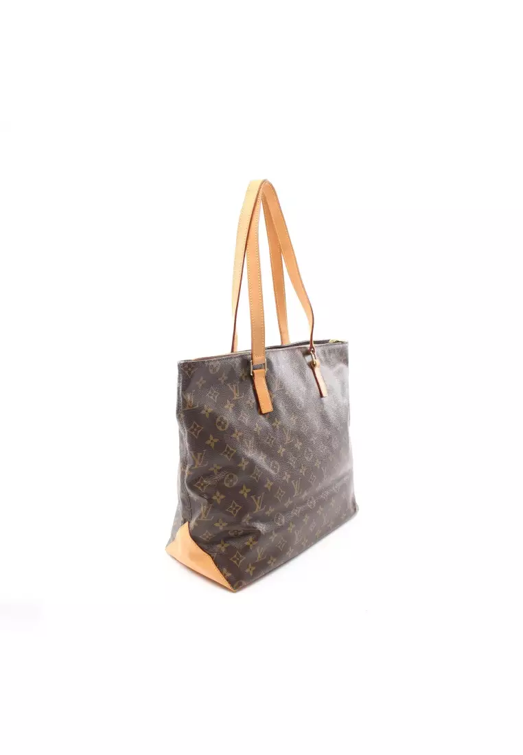 Louis Vuitton, Bags, Authentic Louis Vuitton Monogram Cabas Mezzo Leather  Fabric Brown Tote Bag