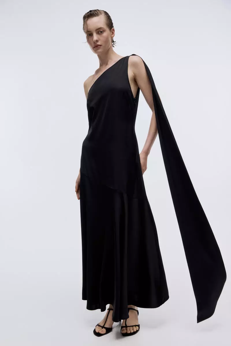 Scarf-detail satin dress