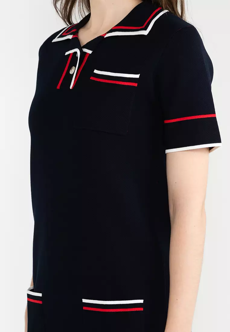 Contrast Trim Short Sleeve Knit Dress