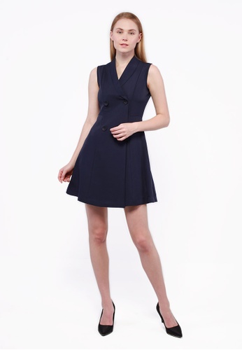 Nicole Exclusives blue Nicole Exclusives- Shawl Collar Sleeveless Dress 77289AAED85106GS_1
