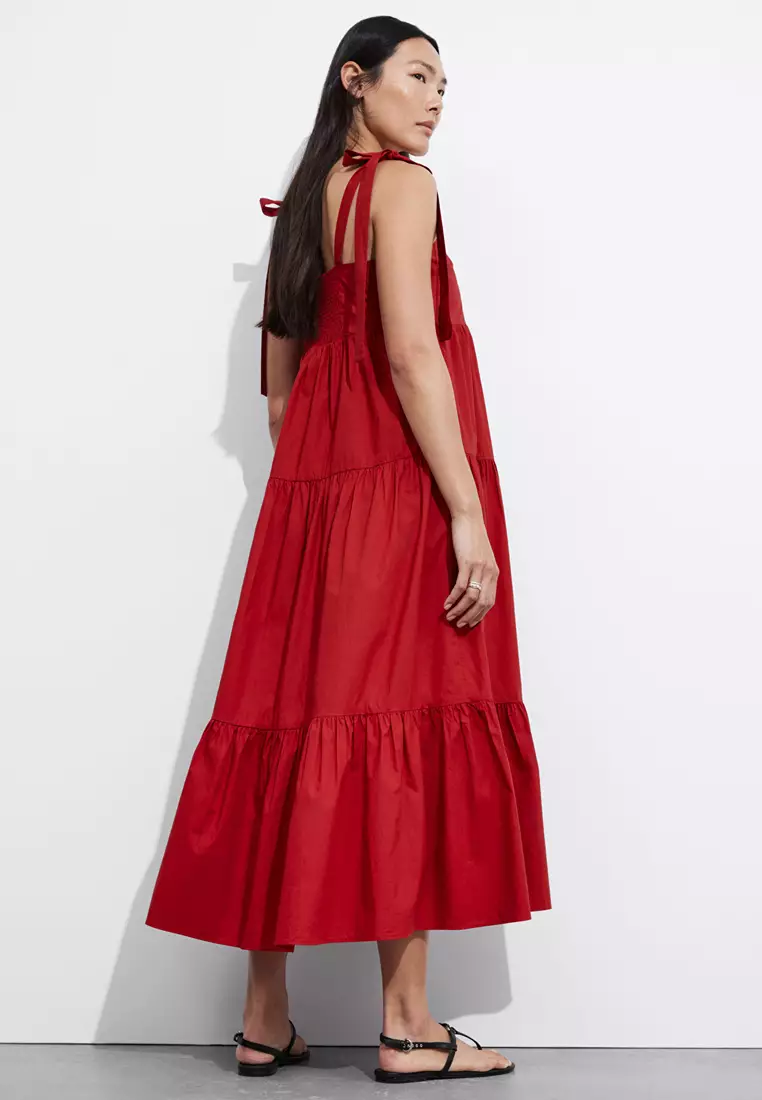 Tiered Tie-Strap Midi Dress