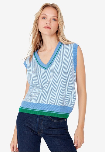 Trendyol blue Jacquard Stripes Sweater 3D579AA6891047GS_1