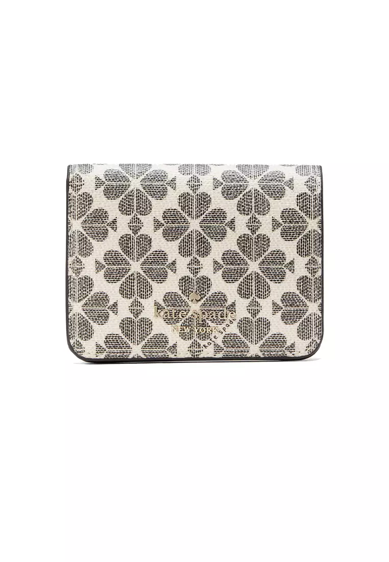 Signature Spade Flower Small Bifold Wallet Black Multi KG493