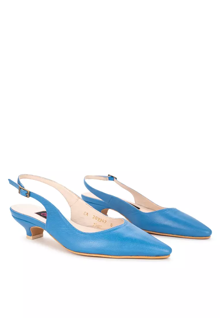 Pointed Toe Leather Slingbacks