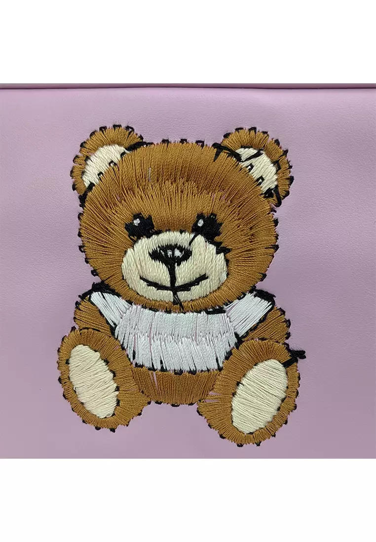 Moschino Couture Teddy Embroidered Chain Crossbody Bag Soft Lilac A7525