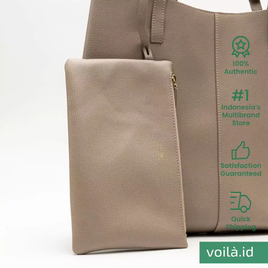 Cyme Shopping Bag Grained Leather Taupe