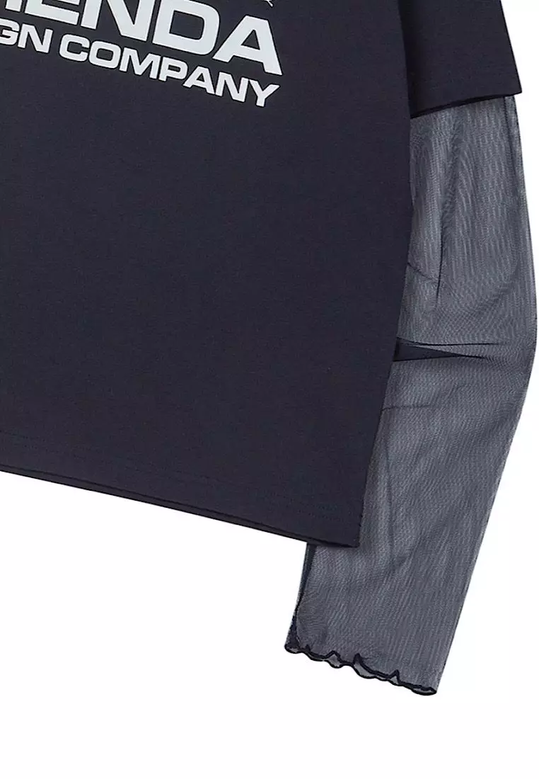 PDC Uniform See Through Layered Sleeve Navy