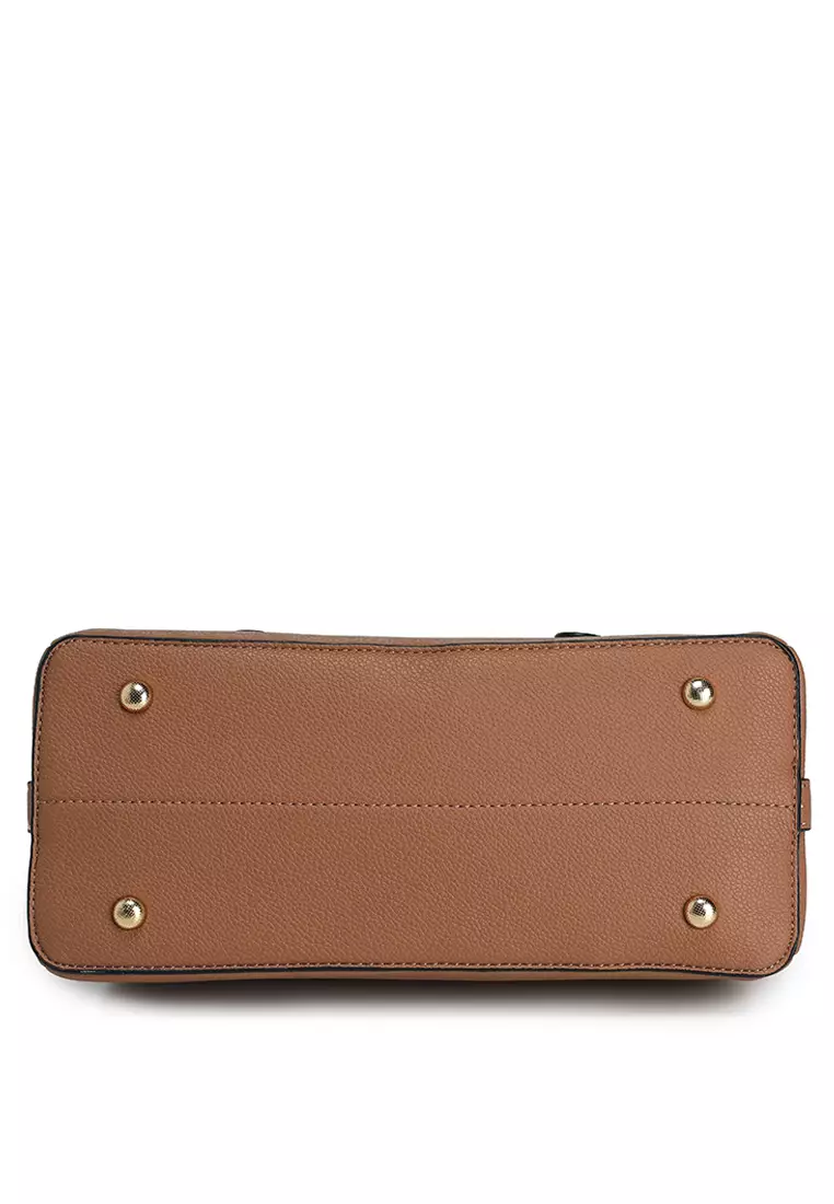 Pebbled Multi-Compartment Top Handle Bag