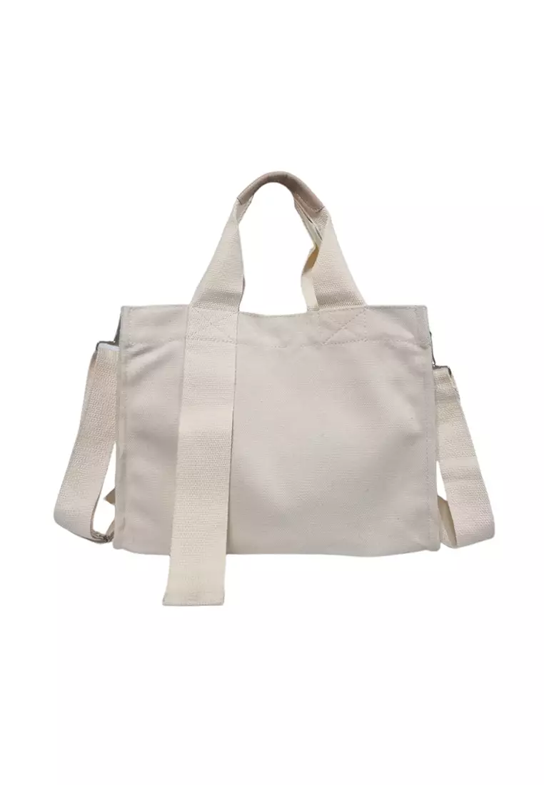 Canvas Tote Bag with Multi Compartments Crossbody Bag