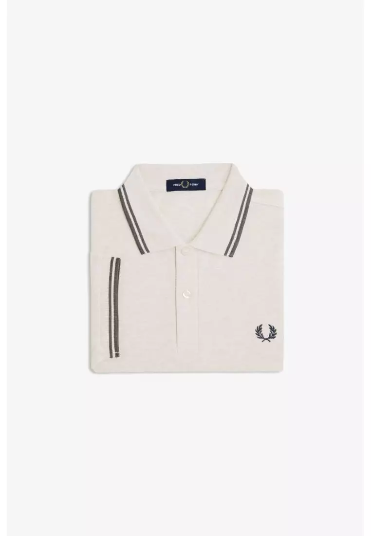 Fred Perry M3600 Twin Tipped Fred Perry Shirt (Porridge Marl / Anchor Grey / Anchor Grey）