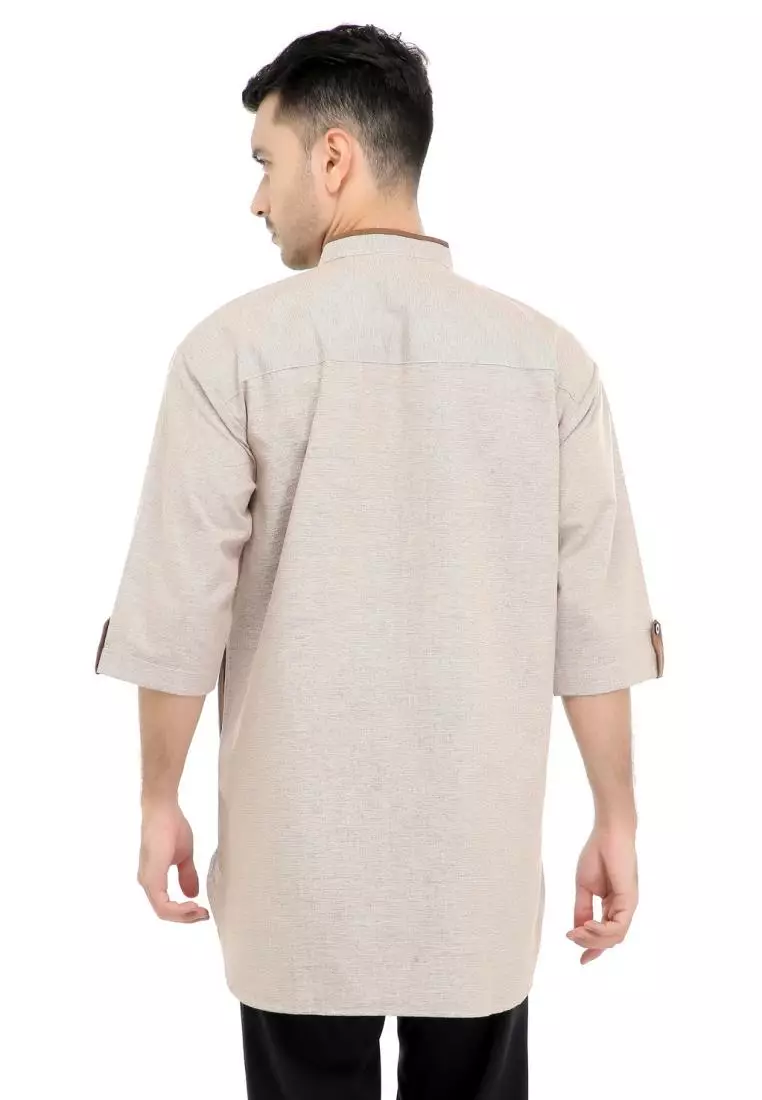 Baju Koko Gamis Muslim Pria Arfan - Cream