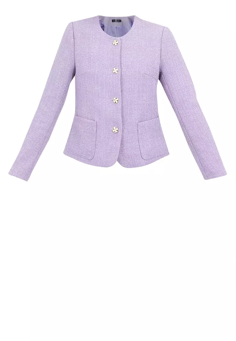 Cropped Round Neck Elegant Blazer