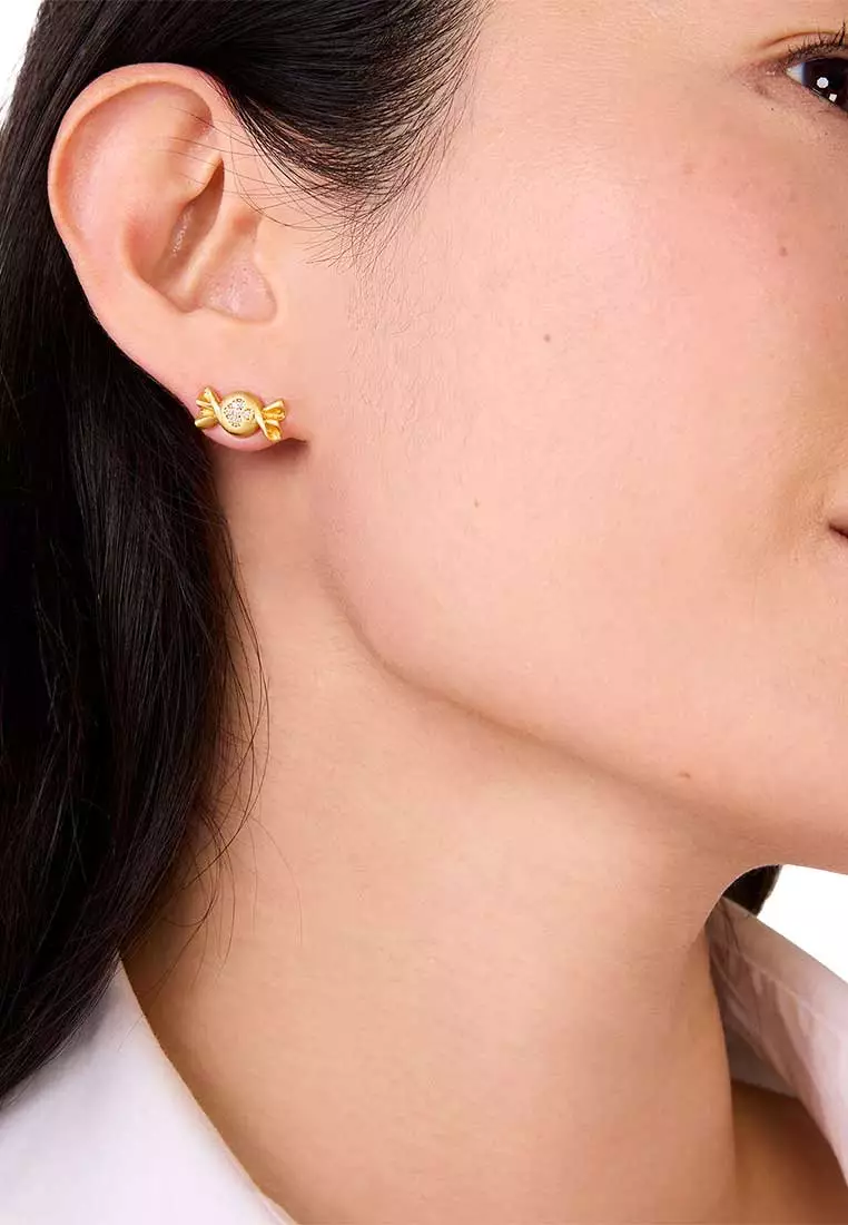 Treat Yourself Candy Stud Earrings Clear/Gold KL105