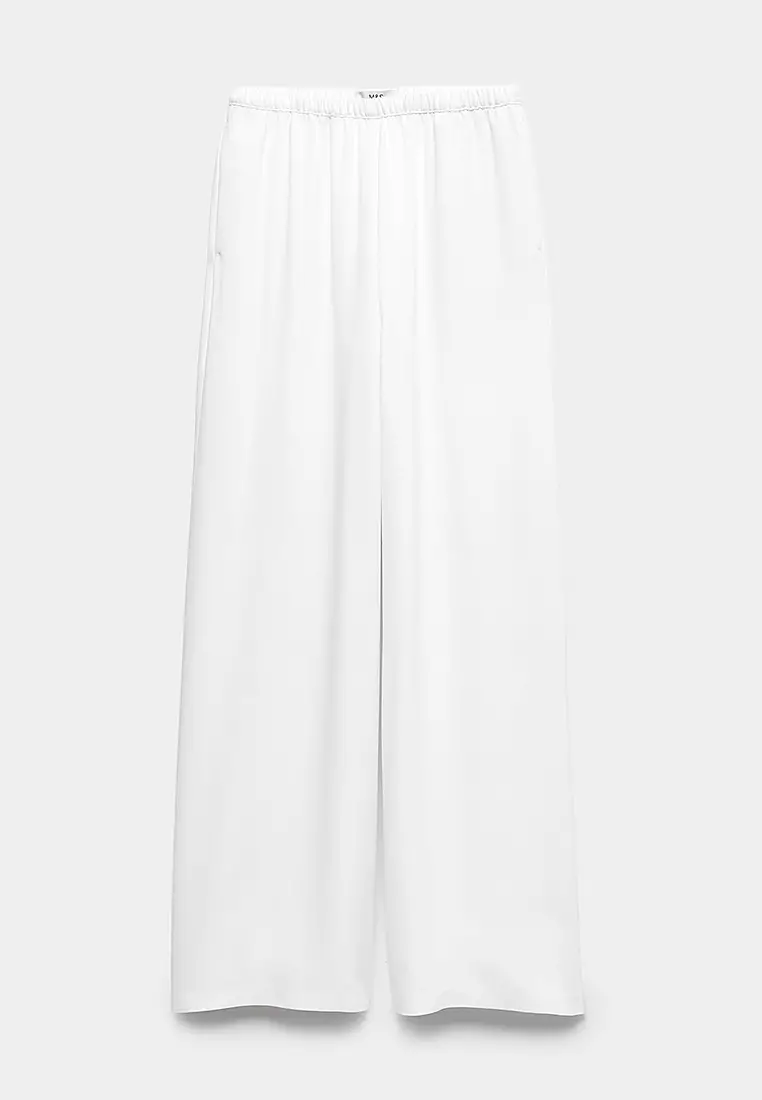 Crepe Elasticated Waist Wide Leg Trousers