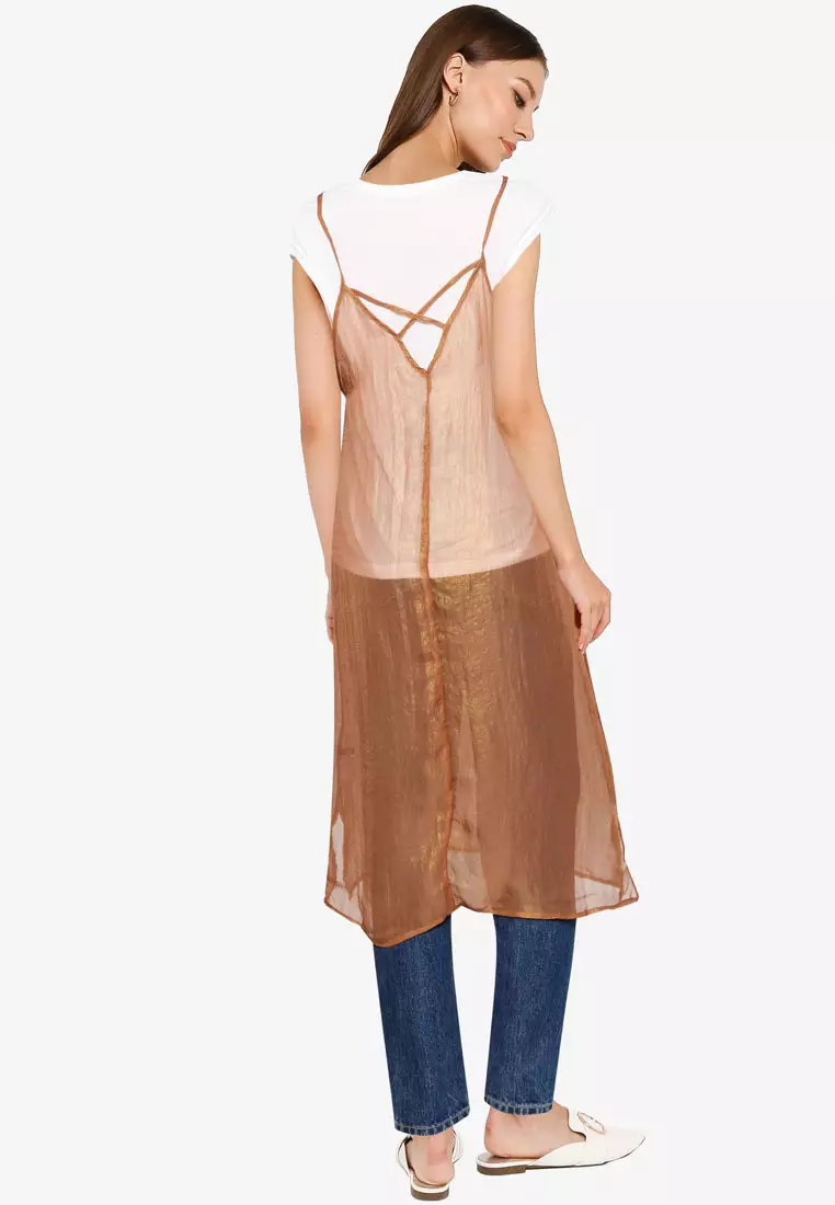 薄紗吊帶連身裙