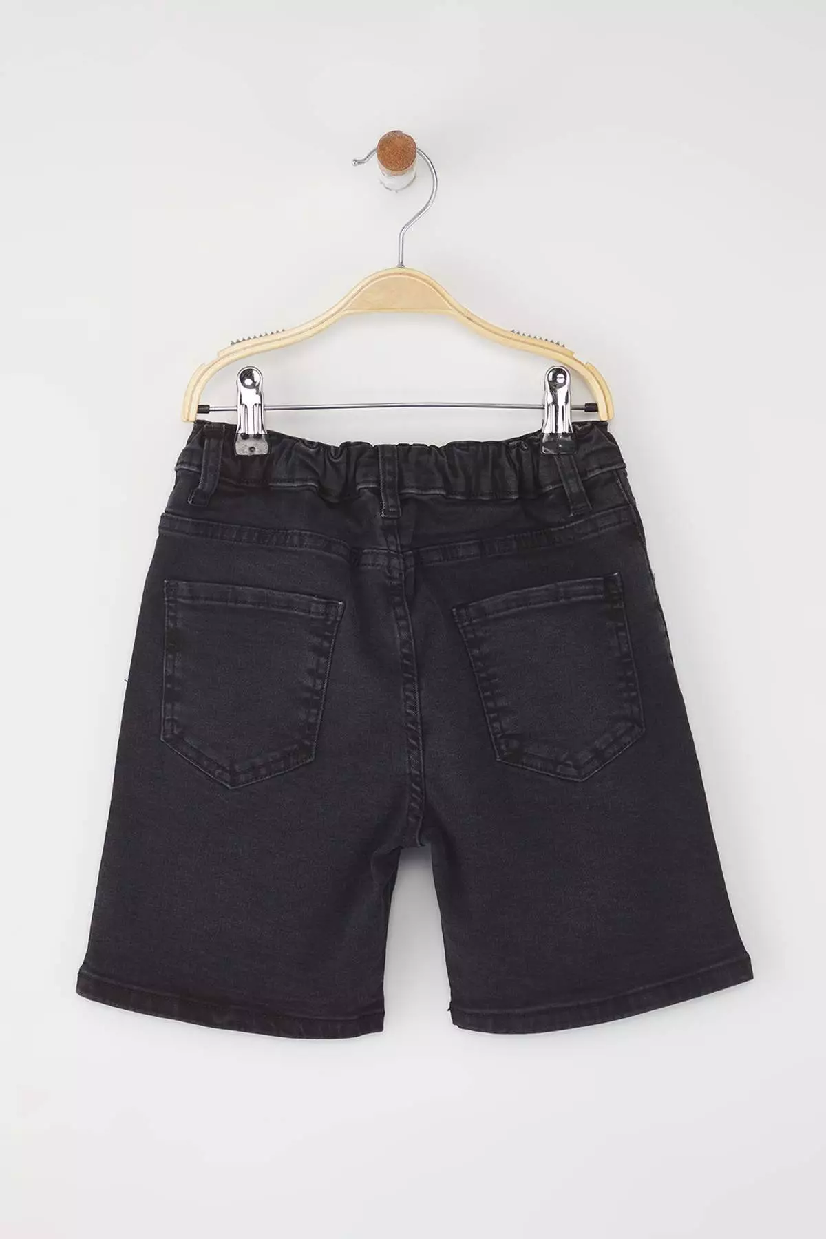 Black Boy's 100% Cotton Basic Elastic Denim Shorts Tkdss25Sr00026