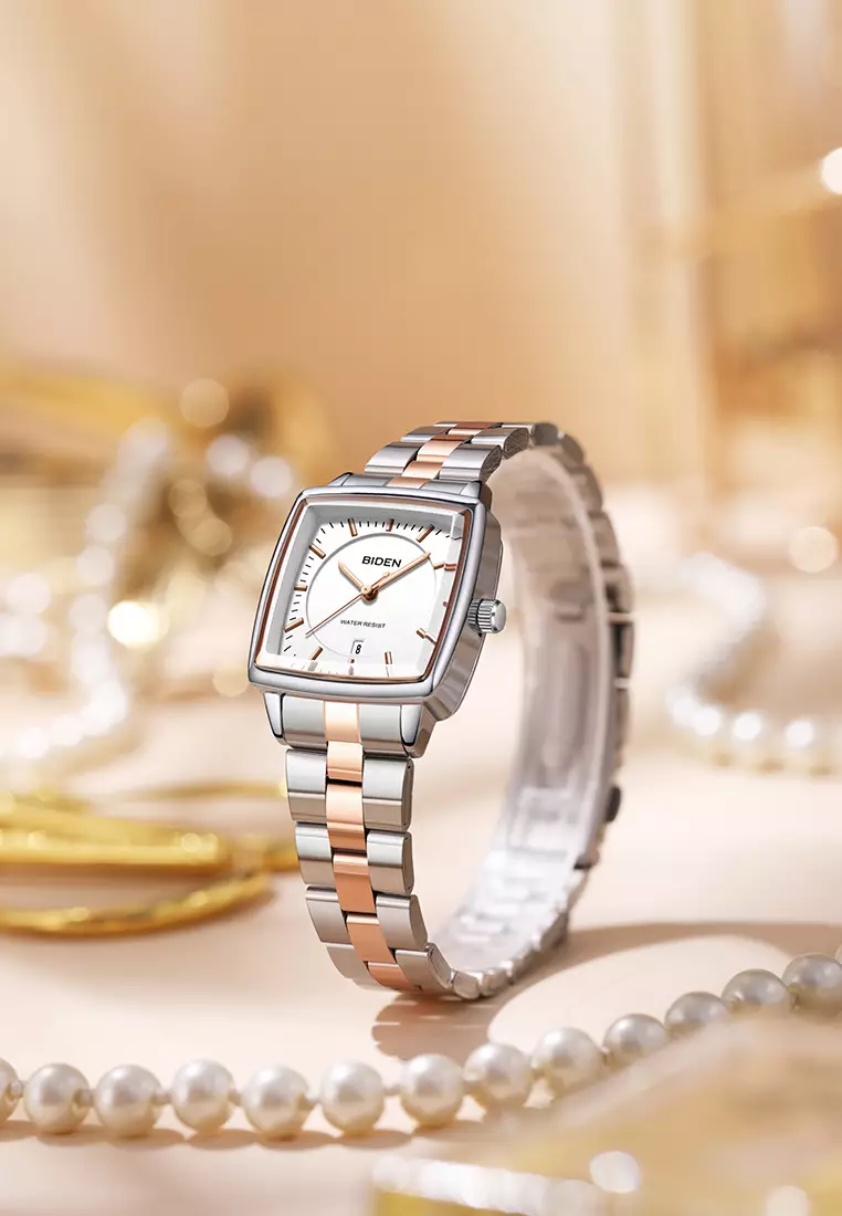 Jam Tangan Wanita Original Full Luminous Kuarsa Fashion Classic Tali Stainless Steel Jam Tangan Cewek rosewhite