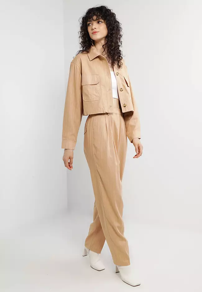 TOPSHOP Stripe Peg Trousers ZALORA