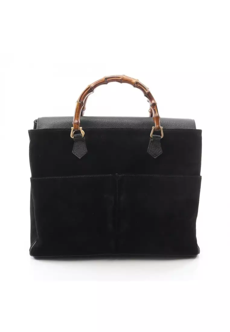 GUCCI2wayバック Buy Gucci Pre-Loved Gucci Bamboo 2WAY Handbag Suede leather black