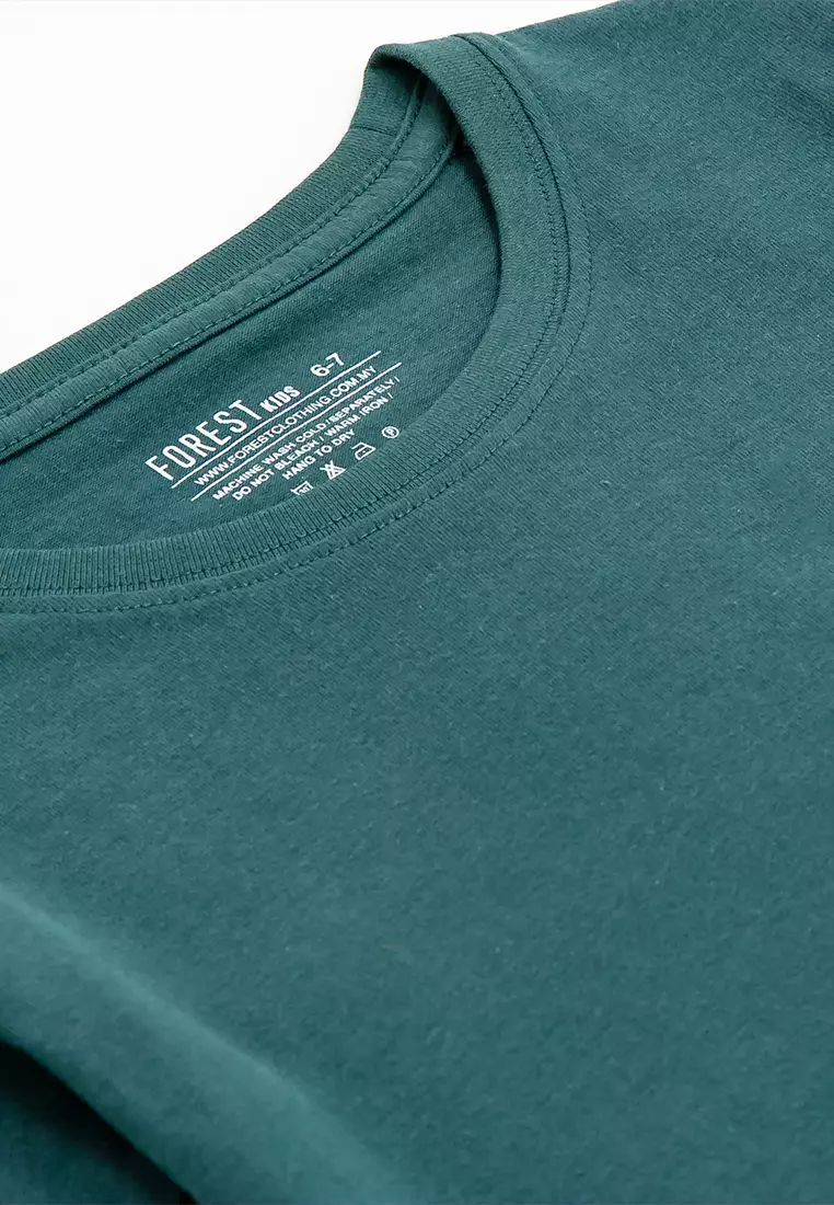 Forest Kids Unisex 100% Cotton Short Sleeve Plain Tee Boy Girl T Shirt Kids - FK2052 - 40DkGreen