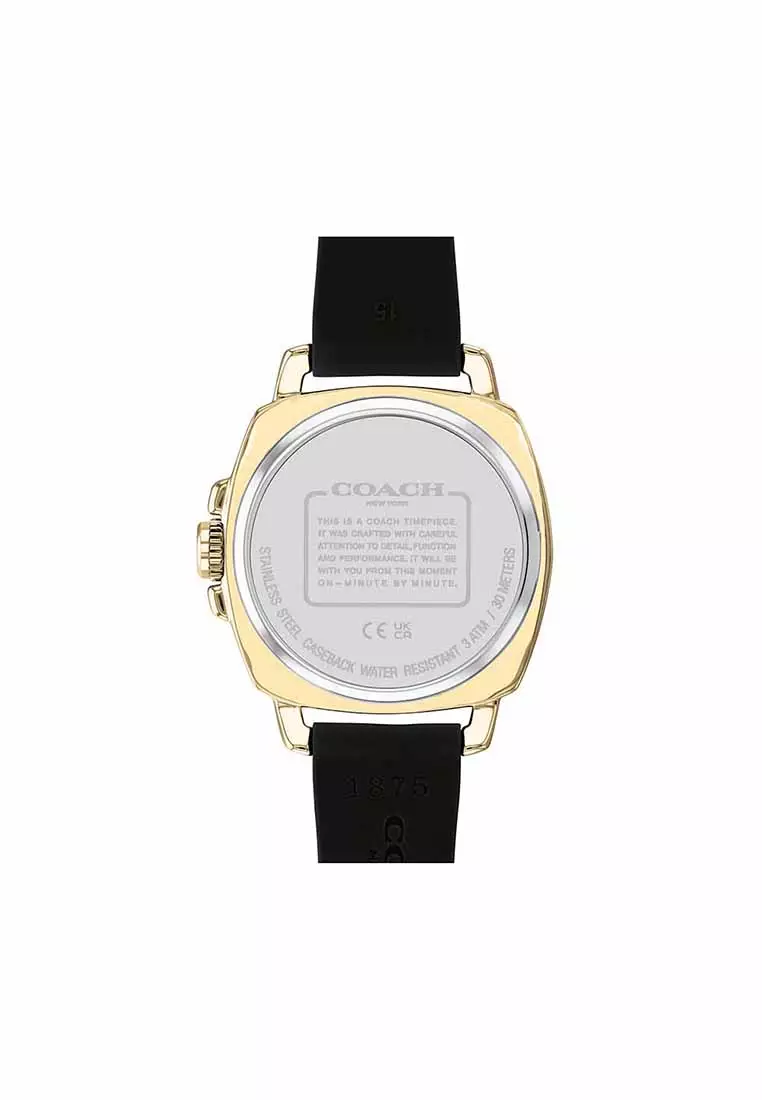 Coach Boyfriend Women's Watch Black Silicone Strap - Gold Dial 14503980