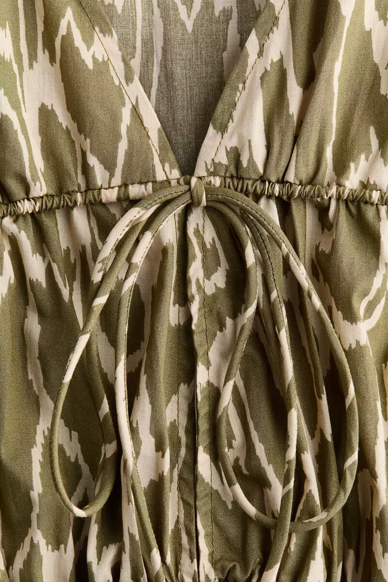 Drawstring poplin blouse